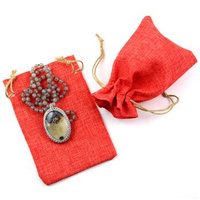 Woreczek lniany czerwony 15x10cm