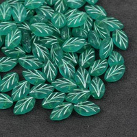 Listek szklany Green Aquamarine Matte Green Patina 11x7mm [10szt]