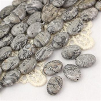 Agat koronkowy szary owal 18x13mm