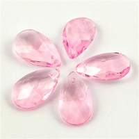 Kryształek szklany łezka fasetowana rózowa 22x13mm