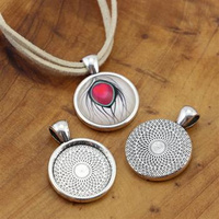 Baza do kaboszonu okrągła srebrna na wisior 20mm [1szt]