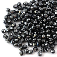 Fire Polish 4mm Jet Hematite [40szt]