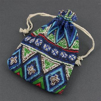 Woreczek z płótna etno niebieski 14x10cm