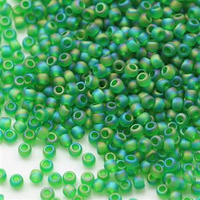 Toho Round 11/0 Transparent Rainbow Frosted Grass Green [10g]