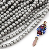 Round Beads Velvet Silver 6mm [sznur/80szt]
