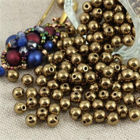 Round Beads Jet Gold Bronze Luster 4mm [50szt]