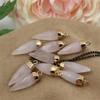 Kwarc różowy sopel zawieszka w okuciu 25x8mm