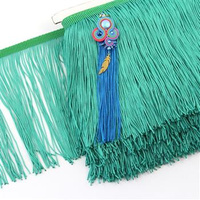 Frędzle na taśmie miętowe 15x50cm