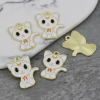 Zawieszka emaliowana biały kotek 23x17mm