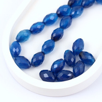 Agat brazylijski oliwka fasetowana niebieska 15x10mm