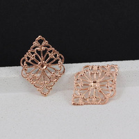 Element filigranowy różowy złoty ażurowy romb 21x15mm