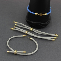 Zapięcie regulowane / przesuwane sznurkowe jasne szare do bransoletki 11cm ZŁ