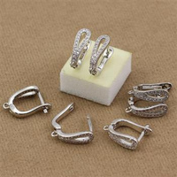 Bigle angielskie srebrne z cyrkoniami łezka 16x12mm [1para]