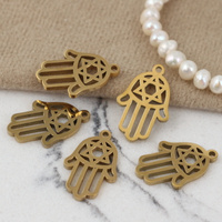 Zawieszka ręka fatimy hamsa stal szlachetna pozłacana 18x12mm