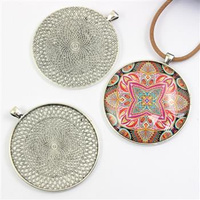 Baza do kaboszonu okrągła srebrna na wisior 58mm [1szt]