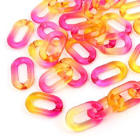 Akrylowe ogniwo do tworzenia łańcuszka żółto-różowe 30x20mm