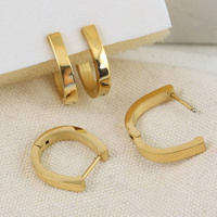 Bigle kajdankowe owalne podkowy złote stal szlachetna 16x15mm [para]