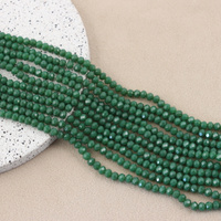Kryształek szklany oponka fasetowana zielona 4x3mm [sznur 40cm]