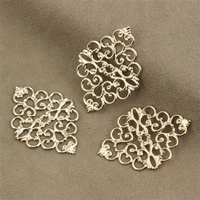 Element filigranowy złoty ażurowy romb 43x31mm
