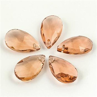 Kryształek szklany łezka fasetowana stary róż 22x13mm