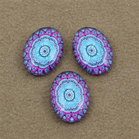 Kaboszon szklany z grafiką owal 18x13mm