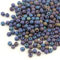 Round Beads Jet Matted Blue Iris 3mm [50szt]