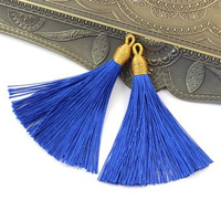 Chwost wiskozowy w czapeczce szafirowy 80x10mm