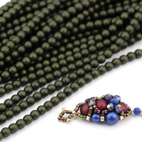 Round Beads Velvet Dark Olive 3mm [50szt]