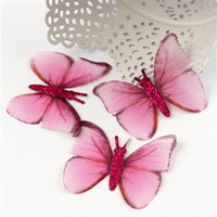 Motylki z organzy z brokatem różowe 50x40mm [2szt]
