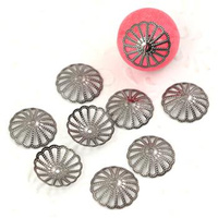 Czapeczka ażurowa metalowa czarna 13mm [10szt]