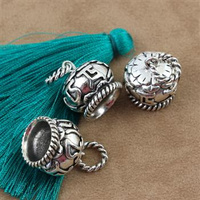 Ozdobna tulejka kopuła do wklejania srebrna 20x15mm