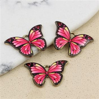 Zawieszka złota emaliowana różowy motyl 22x15mm