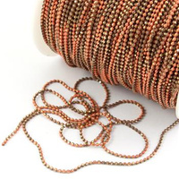 Łańcuszek metalowy kulkowy 1,5mm pomarańczowo-brązowy [1 metr]