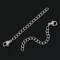 Zapięcie przedłużka z karabińczykiem stal szlachetna posrebrzana 5cm SILVER