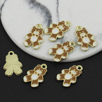 Zawieszka złota emaliowana brązowy miś 16x10mm