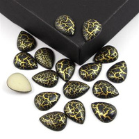 Kaboszon akrylowy łezka marmurek czarny 16x12mm