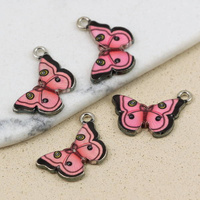 Zawieszka srebrna emaliowana różowy motyl 18x13mm