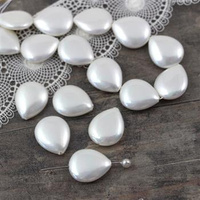 Perła seashell łezka ecru tęczowa 18x15mm [wzdłuż]