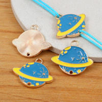 Zawieszka emaliowana złota planeta saturn 27x23mm