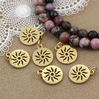 Zawieszka moneta słońce stal szlachetna pozłacana 12mm