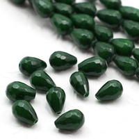 Jadeit kropla fasetowana zielona 12x8mm