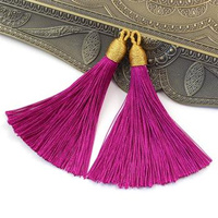 Chwost wiskozowy w czapeczce purpurowy 80x10mm