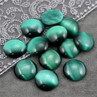 Kaboszon kocie oko okrągły szmaragdowy zielony 16mm