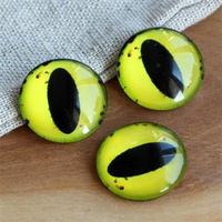 Kaboszon szklany z grafiką oko moneta żółta 20mm