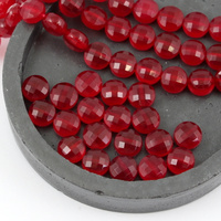 Agat brazylijski moneta fasetowana bordowa 10mm