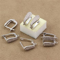 Bigle do kolczyków angielskie srebrne z cyrkoniami 16x11mm [1para]