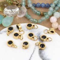 Stal szlachetna pozłacana PVD zawieszka czarna w oprawie ZŁ 6mm