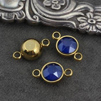 Stal szlachetna pozłacana PVD łącznik w oprawie ZŁ blue 10mm