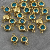 Stal szlachetna łącznik w oprawie ZŁ aquamarine 6mm