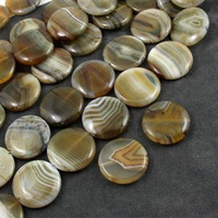 Agat pasiasty oliwkowy moneta gładka 30mm